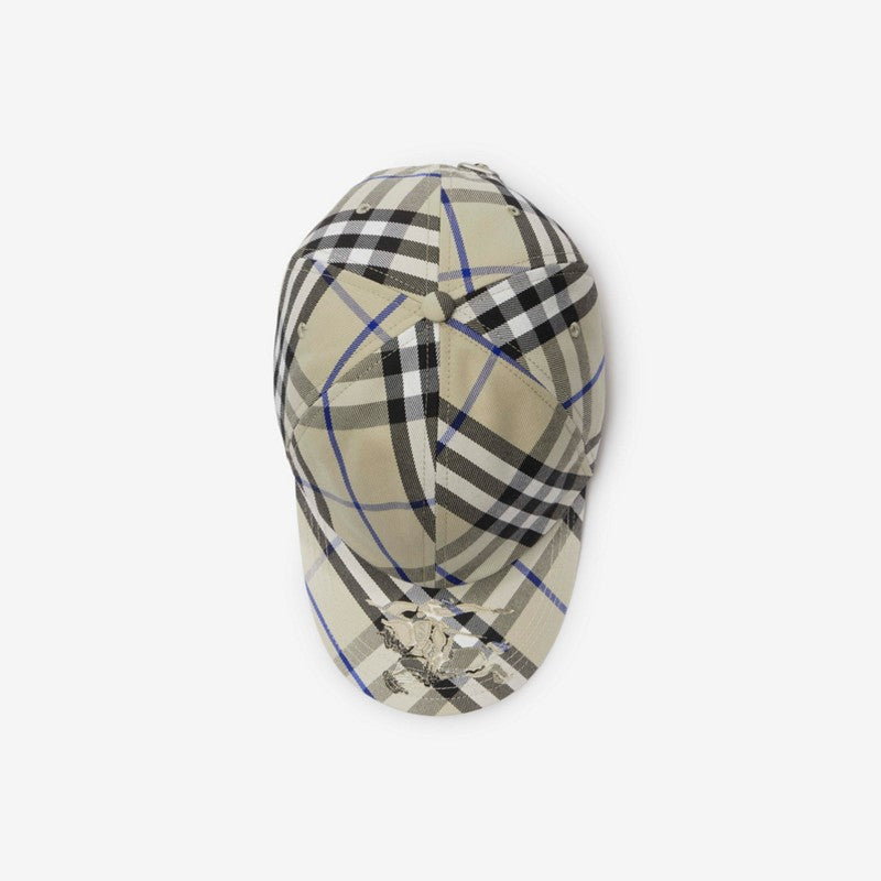 Casquette Burberry en coton mélangé Check EKD LICHEN