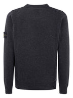 Stone Island Pull Col Rond Gris Foncé