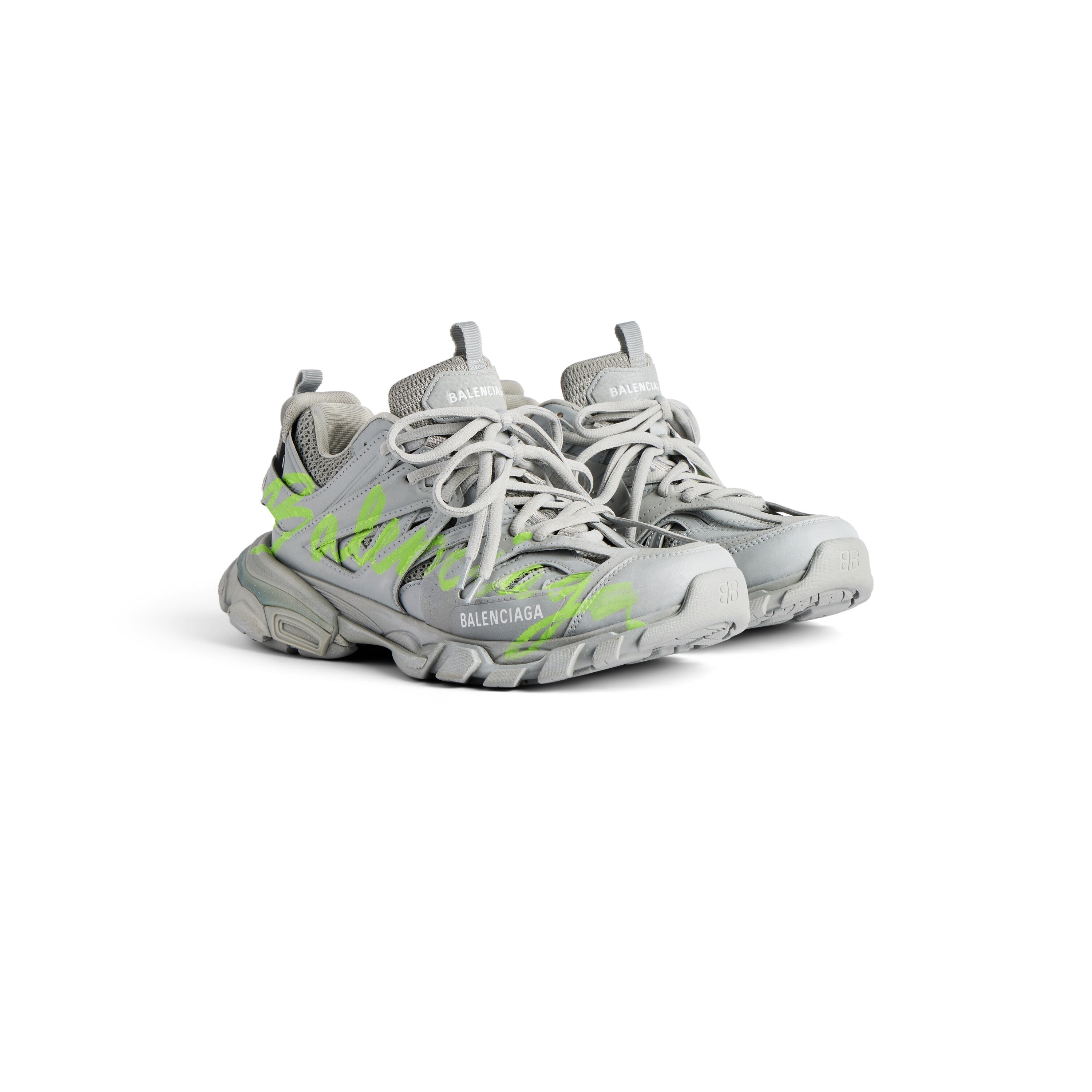 Balanciaga Track Gris Avec Logo Jaune Fluo