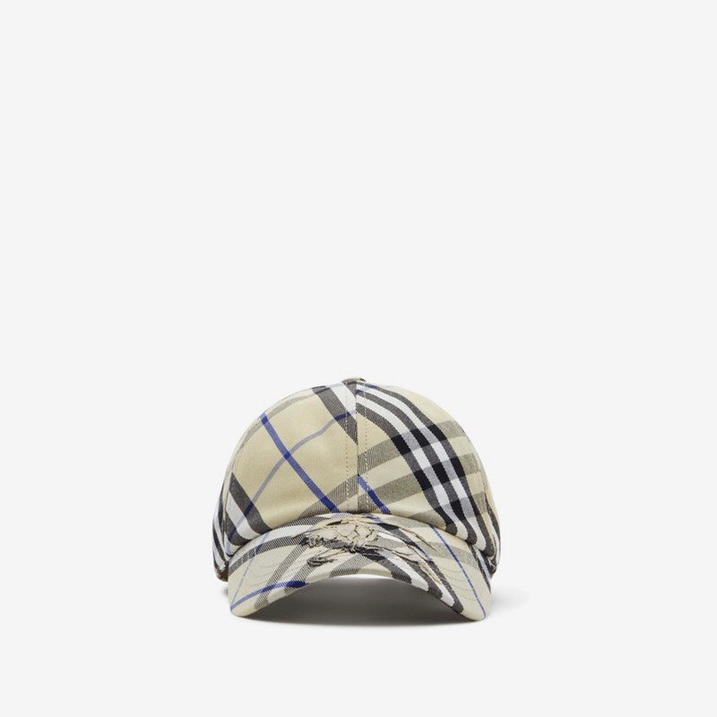 Casquette Burberry en coton mélangé Check EKD LICHEN