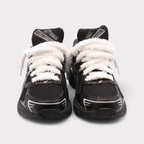 GEL-1130 Black Pure Silver - Fluffy Laces White