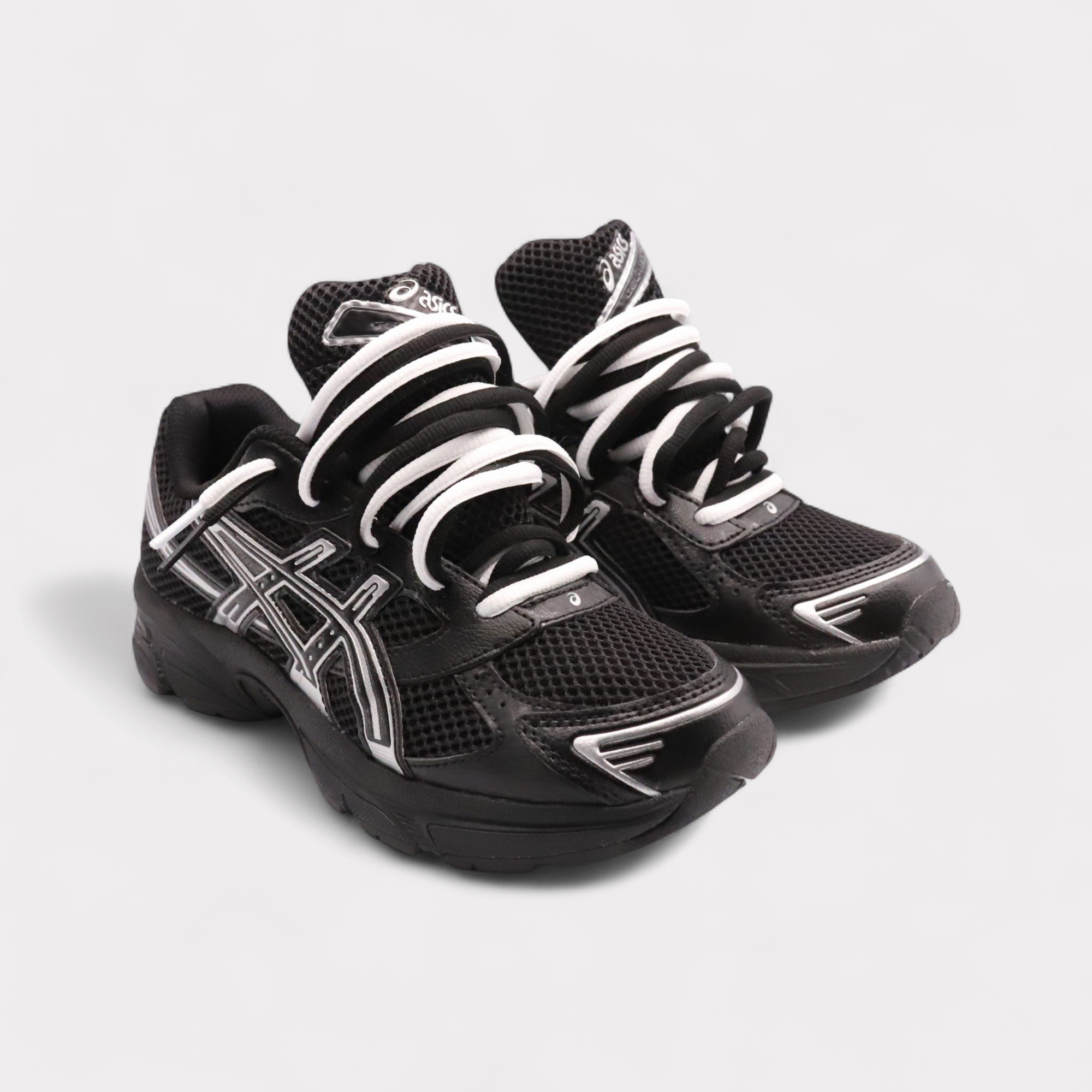 GEL-1130 Black Pure Silver - Double Laces (GS)