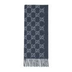 Bonnet Et Écharpe en jacquard de cachemire GG en Bleu Marine